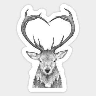 Deer with heart Sticker